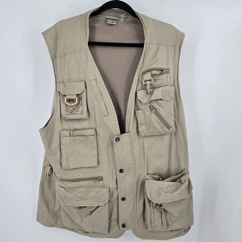 Vintage Kodak Attaccapanni Photography Vest  Men's XL Khaki Multi-Pocket Utility